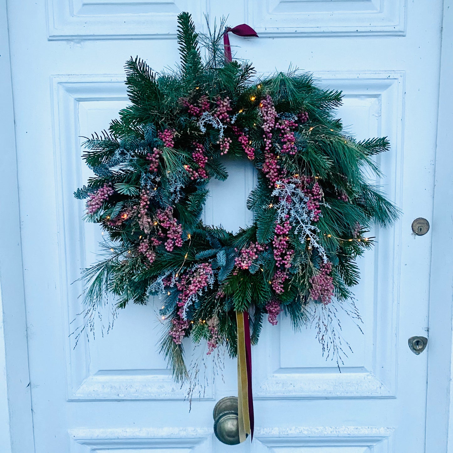 Natural Pepperberry| Fresh Christmas Door Wreath