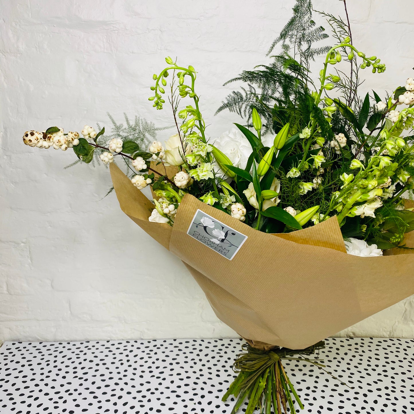 Classic & Clean Handtied Bouquet - White and Green Flowers