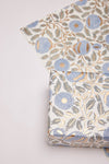 Block Printed Wrapping Paper Sheets-Marigold Glitz BlueStone - Chobham Flowers #