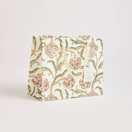 Hand Block Printed Gift Bags (Medium) - Blush - Chobham Flowers #