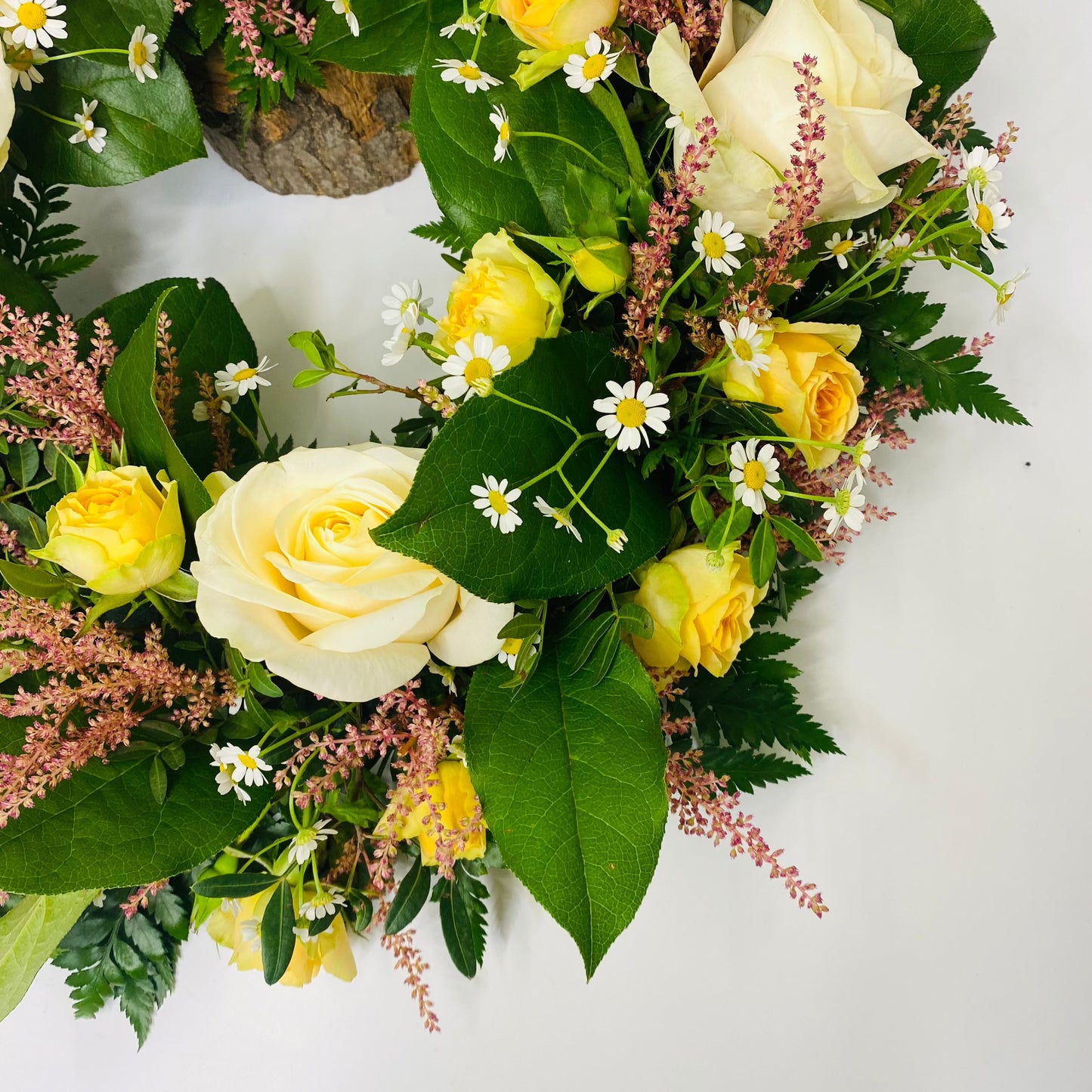 Yellow & Cream Rose Wreath | Funeral Flowers