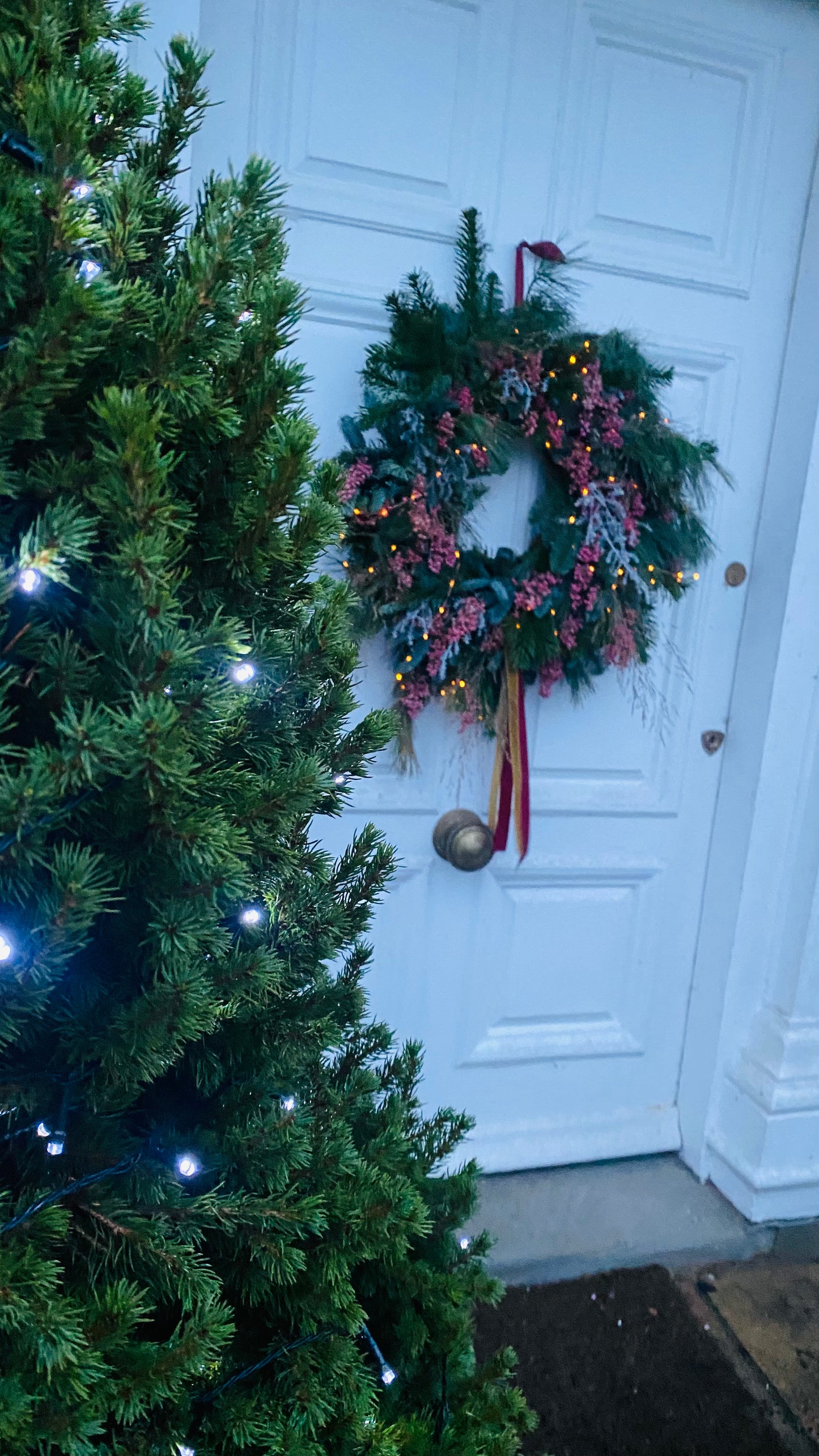 Natural Pepperberry| Fresh Christmas Door Wreath