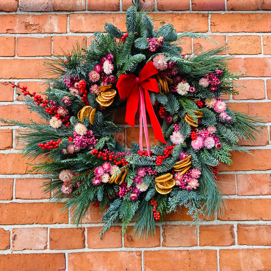 Blushing Berry | Fresh Christmas Door Wreath