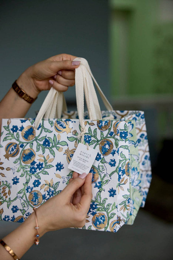 Hand Block Printed Gift Bags (Medium) - Indigo