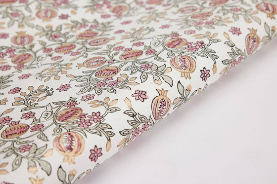 Block Printed Wrapping Paper Sheets - Pomegranate Pink Earth
