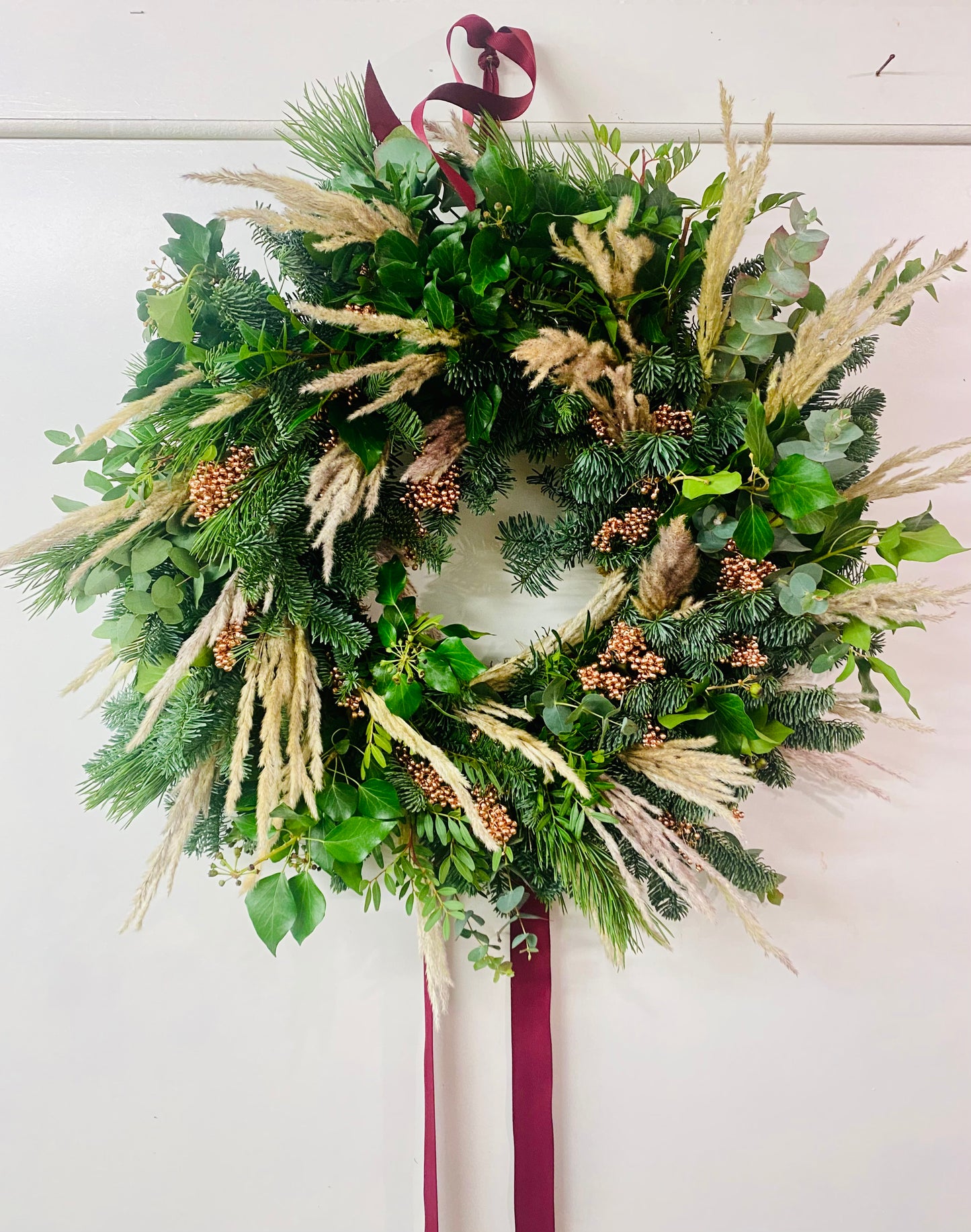 Pampas & Pepperberry | Fresh Christmas Door Wreath