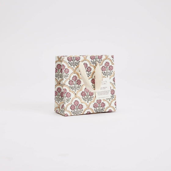 Hand Block Printed Gift Bags (Small) - Pink Earth