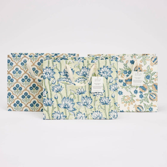 Hand Block Printed Gift Bags (Medium) - Indigo