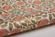  Block Printed Wrapping Paper Sheets - Marigold Glitz Coral