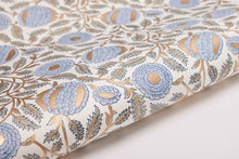  Block Printed Wrapping Paper Sheets-Marigold Glitz BlueStone - Chobham Flowers #