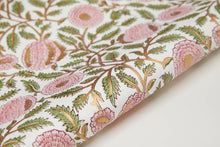  Block Printed Wrapping Paper Sheets - Marigold Glitz Blush - Chobham Flowers #