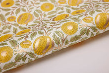  Block Printed Wrapping Paper Sheets -Marigold Glitz Sunshine - Chobham Flowers #