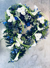 Blue & White Open Centre Heat - Funeral Flowers - Chobham Flowers #12 Inch