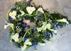 Blue & White Open Centre Heat - Funeral Flowers - Chobham Flowers #18 Inch