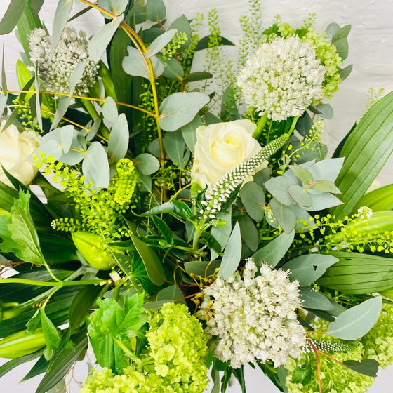 Classic & Clean Handtied Bouquet - White and Green Flowers - Chobham Flowers #Classic