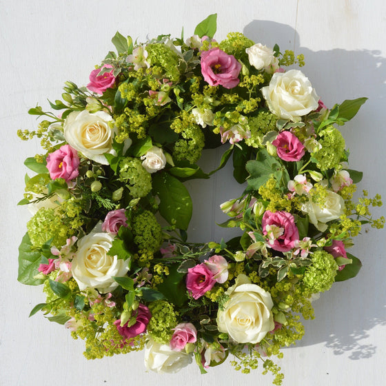 Country Garden Wreath - Funeral Flowers - Chobham Flowers #14 Inch