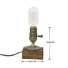 Industrial LED Table Lamp With Wood Base: UK Plug