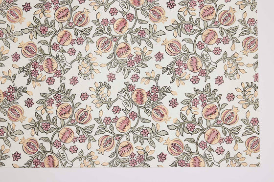Block Printed Wrapping Paper Sheets - Pomegranate Pink Earth