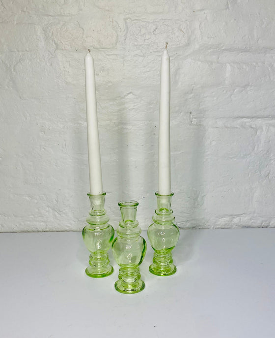 Green Glass Taper Candle Holder - A Radiant Touch of Elegance - Chobham Flowers #