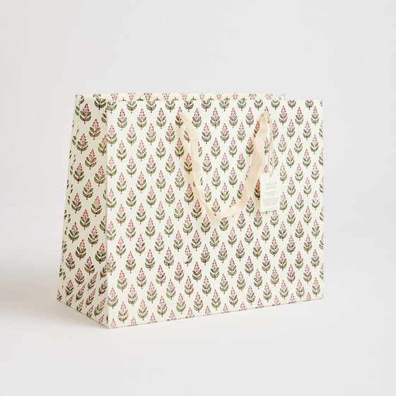 Hand Block Printed Gift Bags (Large) - Blush - Chobham Flowers #