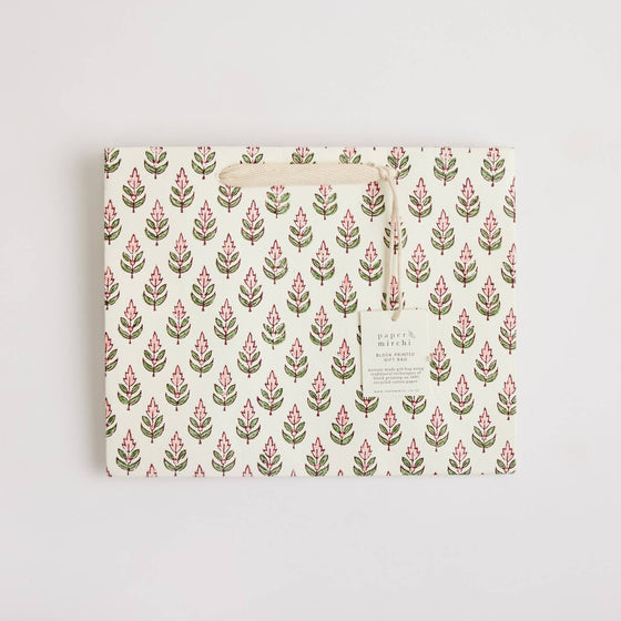 Hand Block Printed Gift Bags (Medium) - Blush - Chobham Flowers #