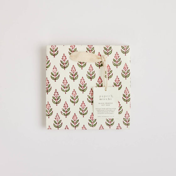 Hand Block Printed Gift Bags (Small) - Blush - Chobham Flowers #