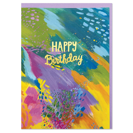 'Happy Birthday' colourful painterly card - Chobham Flowers #