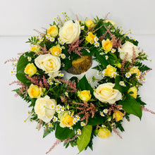  Yellow & Cream Rose Wreath | Funeral Flowers