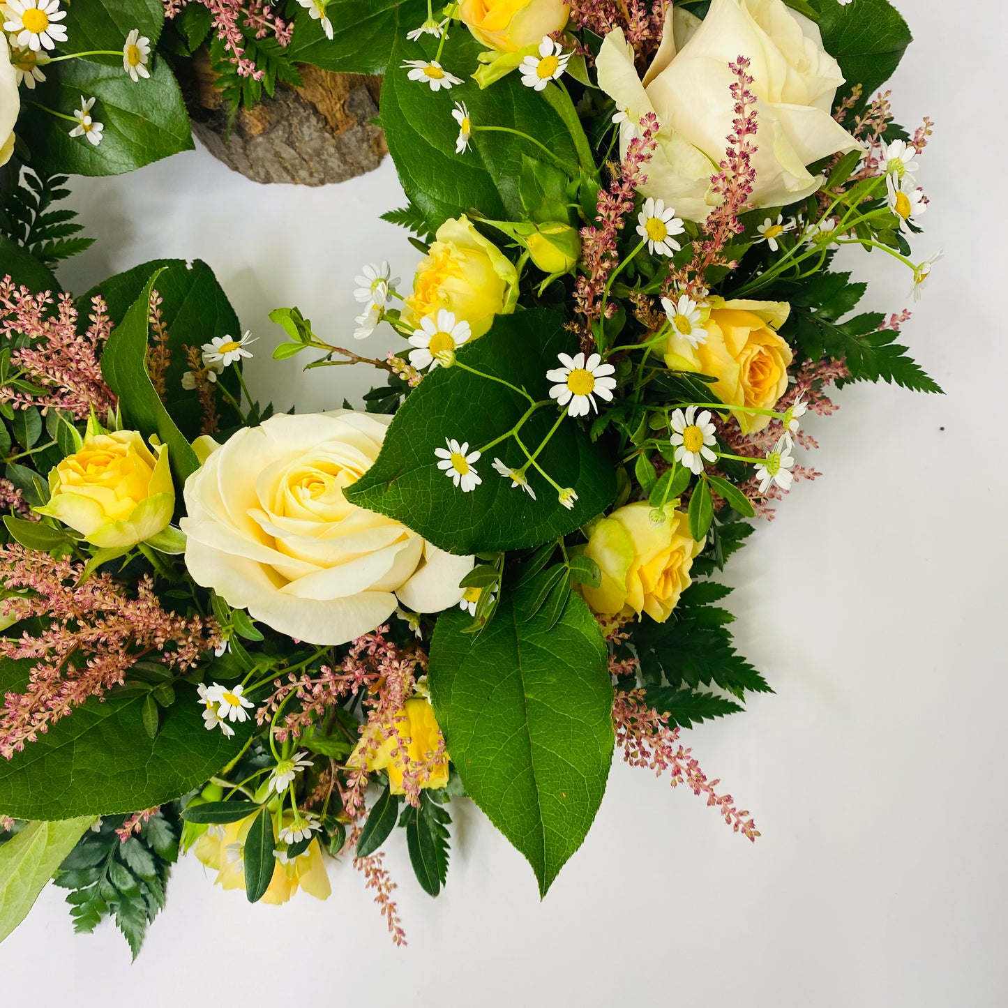 Yellow & Cream Rose Wreath | Funeral Flowers