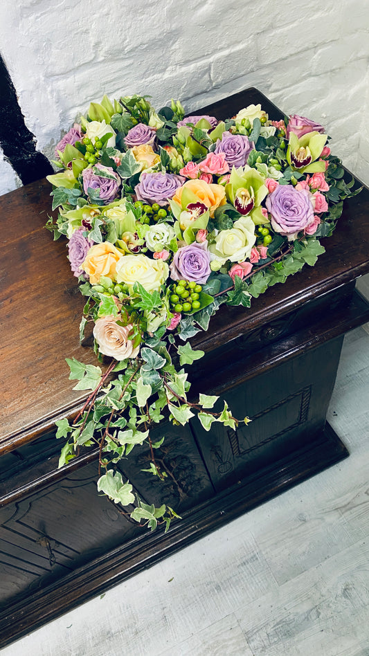 Vibrant Rose Heart - Funeral Flowers