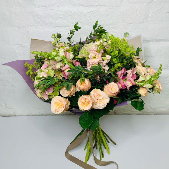 Primy Pastels Handtied Bouquet - Chobham Flowers #Neutral