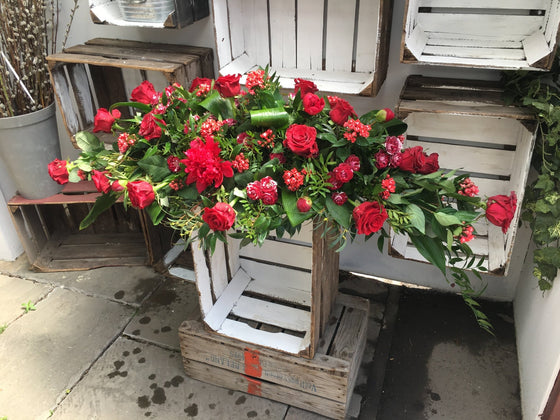 Red Coffin Spray - Funeral Flowers - Chobham Flowers #2/3 ft
