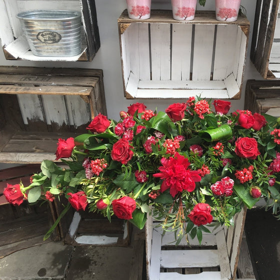 Red Coffin Spray - Funeral Flowers - Chobham Flowers #2/3 ft