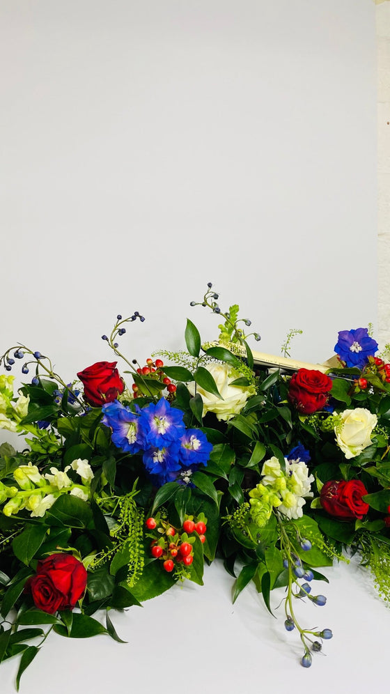 Red, White & Blue Coffin Spray - Chobham Flowers #2/3 ft