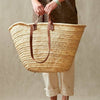 STRAW BAG Handmade with leather, French Market Basket - Chobham Flowers #Brown