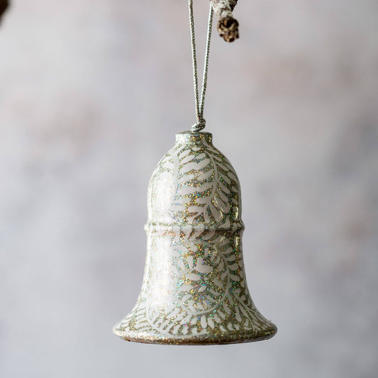 Silver Glitter Swirl Hanging Bell