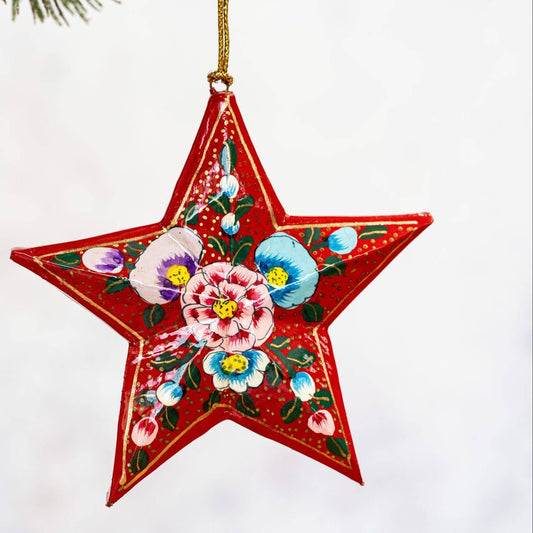 Red Indian Floral 3D Hanging Star